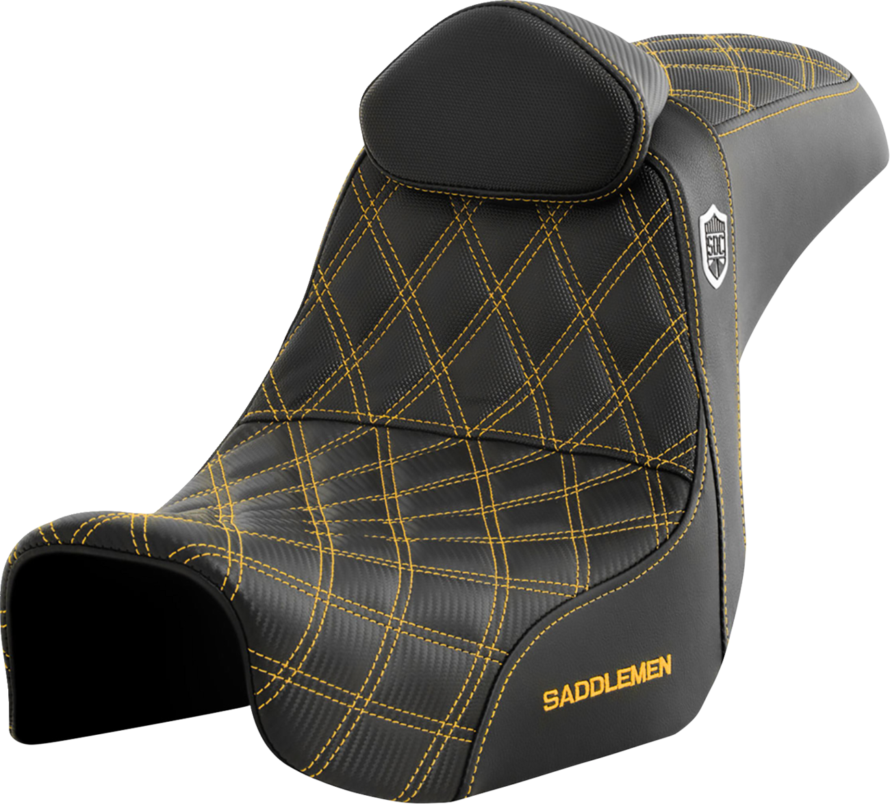 SADDLEMEN Pro Series SDC Performance Seat - w/ Backrest - Gold Stitch - Dyna '06-'17 SC80604GOLRT