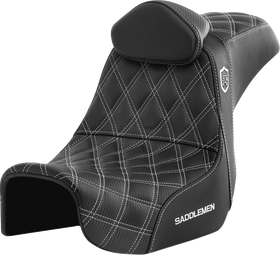 SADDLEMEN Pro Series SDC Performance Seat - w/ Backrest - White Stitch - Dyna '06-'17 SC80604WHIRT