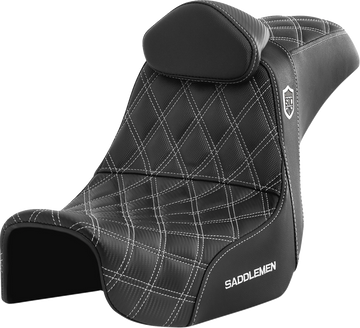 SADDLEMEN Pro Series SDC Performance Seat - w/ Backrest - White Stitch - Dyna '06-'17 SC80604WHIRT