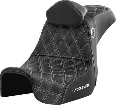 SADDLEMEN Pro Series SDC Performance Seat - w/ Backrest - White Stitch - Dyna '06-'17 SC80604WHIRT