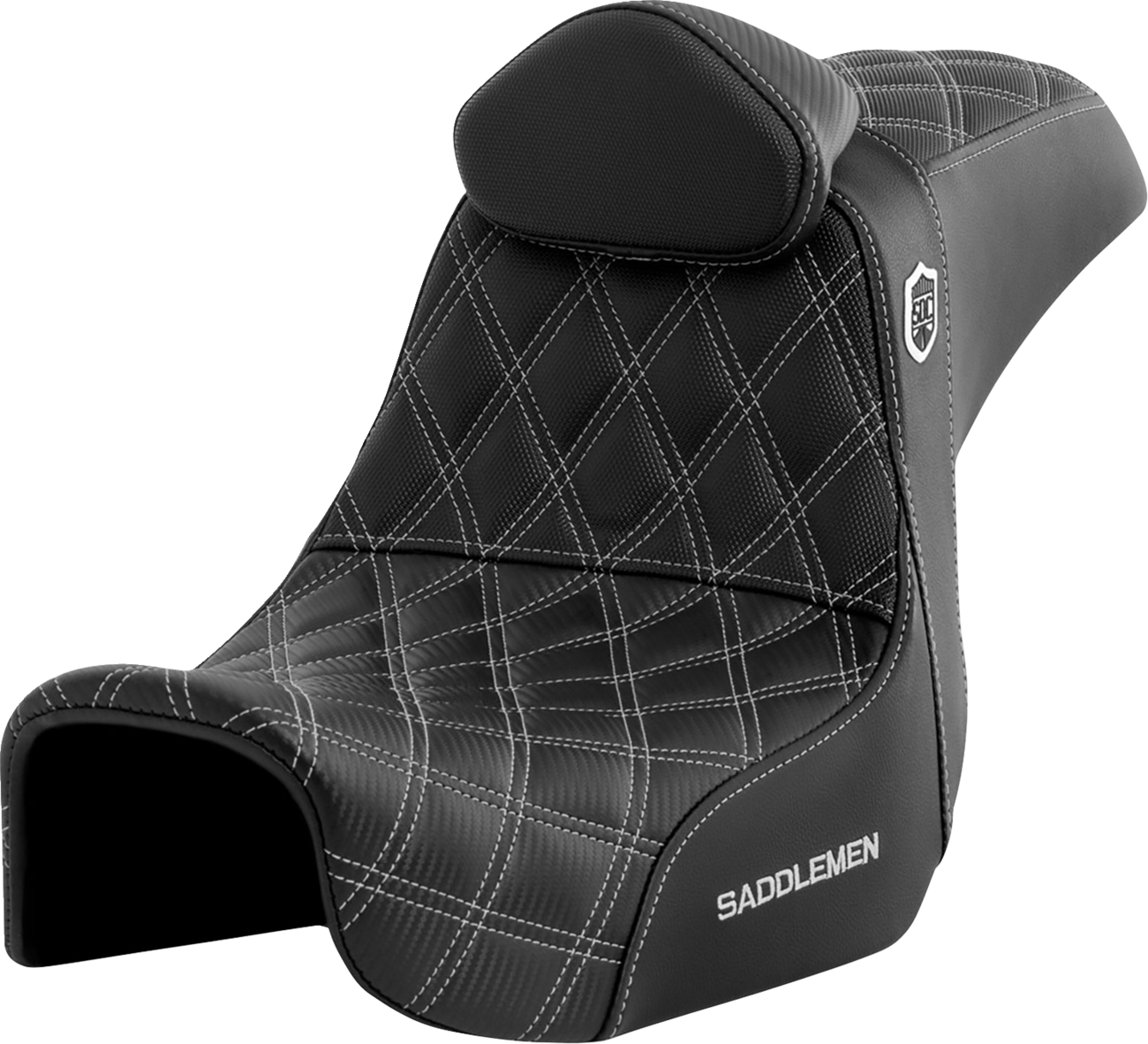 SADDLEMEN Pro Series SDC Performance Seat - w/ Backrest - Silver Stitch - Dyna '06-'17 SC80604SILRT