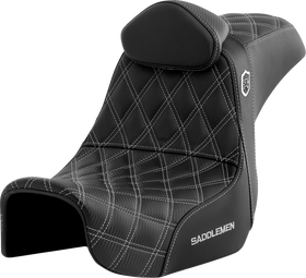 SADDLEMEN Pro Series SDC Performance Seat - w/ Backrest - Silver Stitch - Dyna '06-'17 SC80604SILRT