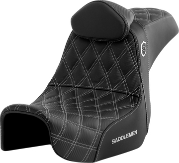 SADDLEMEN Pro Series SDC Performance Seat - w/ Backrest - Silver Stitch - Dyna '06-'17 SC80604SILRT