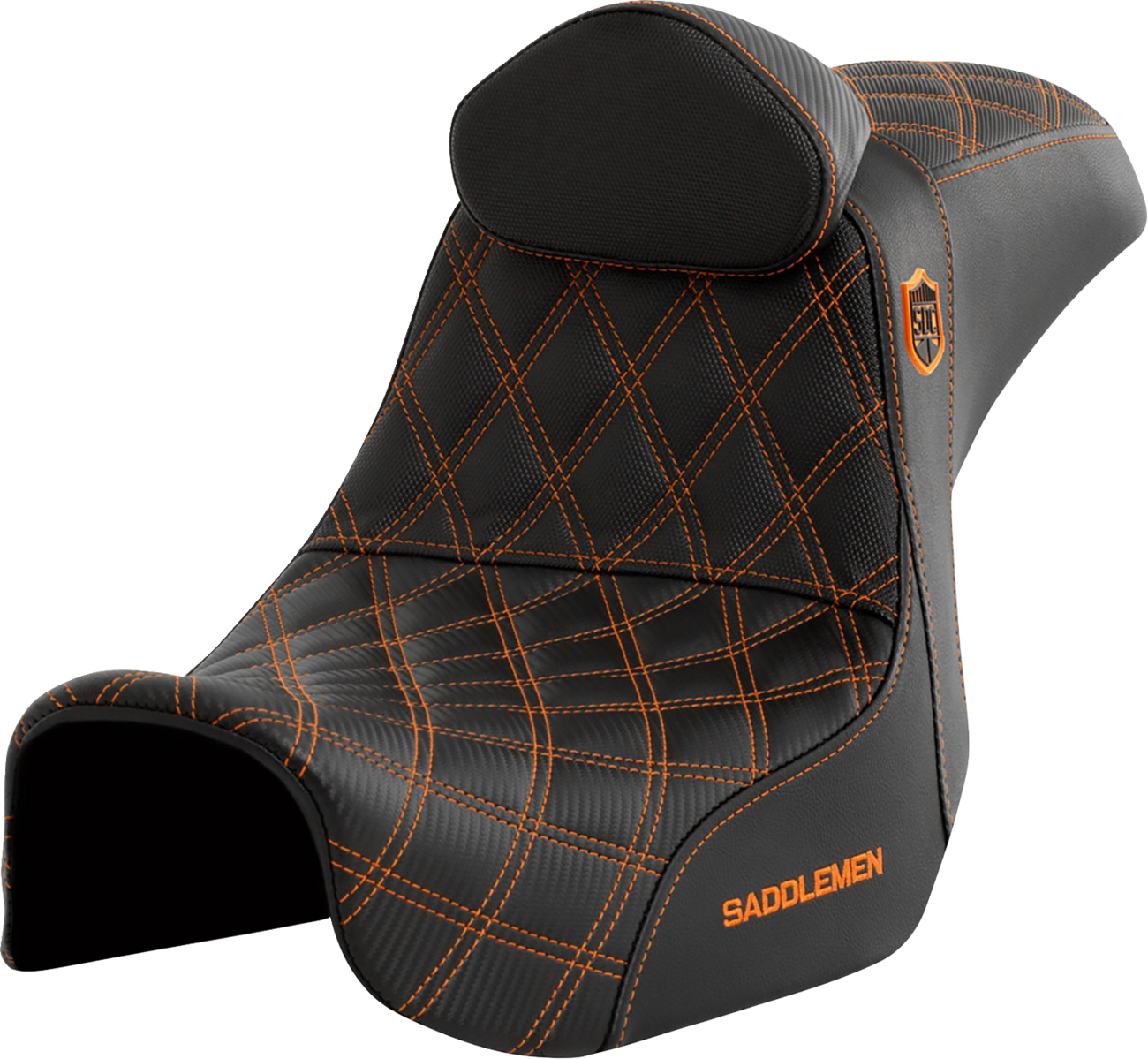 SADDLEMEN Pro Series SDC Performance Seat - w/ Backrest - Orange Stitch - Dyna '06-'17 SC80604ORART
