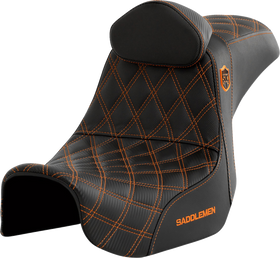 SADDLEMEN Pro Series SDC Performance Seat - w/ Backrest - Orange Stitch - Dyna '06-'17 SC80604ORART