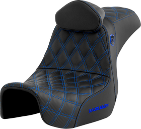 SADDLEMEN Pro Series SDC Performance Seat - w/ Backrest - Blue Stitch - Dyna '06-'17 SC80604BLURT