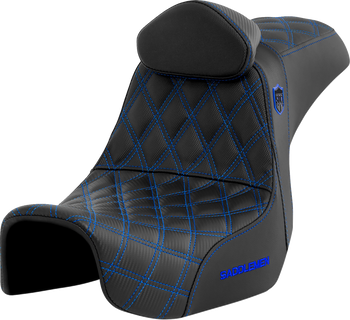 SADDLEMEN Pro Series SDC Performance Seat - w/ Backrest - Blue Stitch - Dyna '06-'17 SC80604BLURT