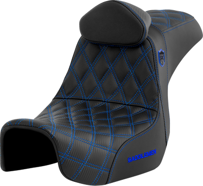 SADDLEMEN Pro Series SDC Performance Seat - w/ Backrest - Blue Stitch - Dyna '06-'17 SC80604BLURT
