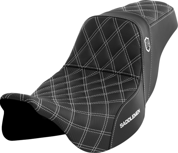 SADDLEMEN Pro Series SDC Performance Seat - w/o Backrest - White Stitch - FLH/FLT '08-'23 SC80807WHI