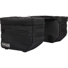 Thrashin Supply Co. Essential Saddlebags black 1680D ballistic nylon MOLLE saddlebags for Harley Softail Dyna FXR