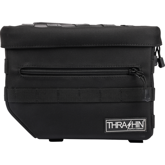 Thrashin Supply Co. Essential Saddlebags black 1680D ballistic nylon MOLLE saddlebags for Harley Softail Dyna FXR