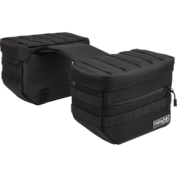 Thrashin Supply Co. Essential Saddlebags black 1680D ballistic nylon MOLLE saddlebags for Harley Softail Dyna FXR
