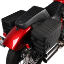 Thrashin Supply Co. TSB-0007 Escape Saddlebags black 1680D ballistic nylon with waterproof rain cover and MOLLE attachment points for Harley-Davidson Dyna Softail FXR