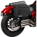 Thrashin Supply Co. TSB-0007 Escape Saddlebags black 1680D ballistic nylon with waterproof rain cover and MOLLE attachment points for Harley-Davidson Dyna Softail FXR