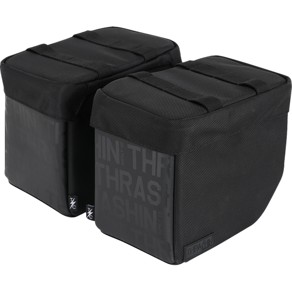 Thrashin Supply Co. Mini Essential Saddlebags 8-liter in black ballistic nylon for Harley Sportster
