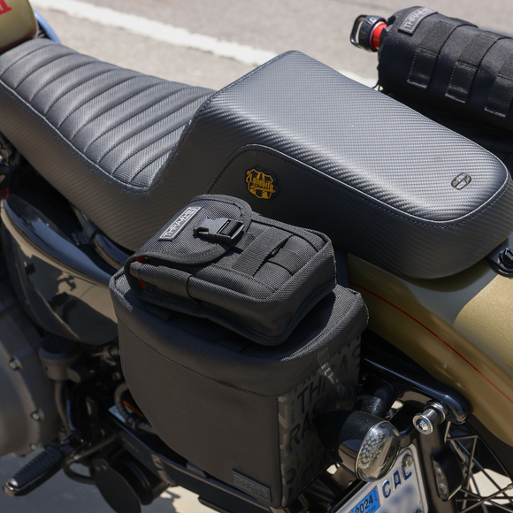 Thrashin Supply Co. Mini Essential Saddlebags 8-liter in black ballistic nylon for Harley Sportster