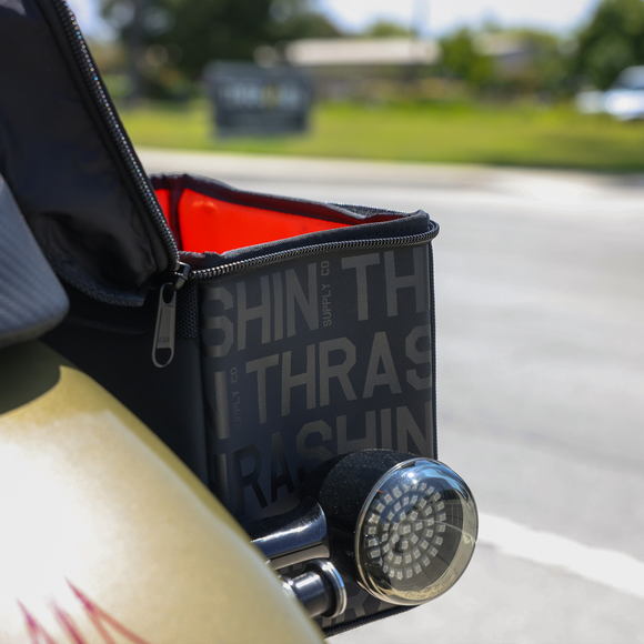 Thrashin Supply Co. Mini Essential Saddlebags 8-liter in black ballistic nylon for Harley Sportster