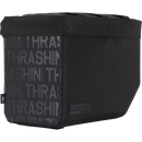 Thrashin Supply Co. Essential Saddlebags 10-liter in black ballistic nylon with MOLLE lid attachment points and hi-viz orange interior