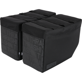 Thrashin Supply Co. Escape Base Saddlebags 18-liter in black ballistic nylon with MOLLE lid points and hi-viz orange interior