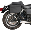 Thrashin Supply Co. Escape Base Saddlebags 18-liter in black ballistic nylon with MOLLE lid points and hi-viz orange interior