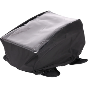 Thrashin Supply Co. 3.5L magnetic tank bag in black ballistic nylon on motorcycle steel gas tank