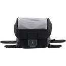 Thrashin Supply Co. 3.5L magnetic tank bag in black ballistic nylon on motorcycle steel gas tank