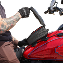 Thrashin Supply Co. 3.5L magnetic tank bag in black ballistic nylon on motorcycle steel gas tank