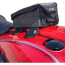 Thrashin Supply Co. 3.5L magnetic tank bag in black ballistic nylon on motorcycle steel gas tank