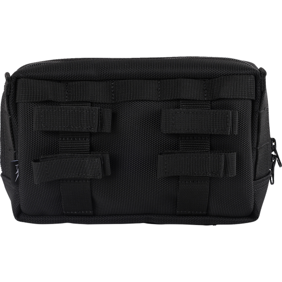 Thrashin Supply Co. Handlebar Bag Plus expanded storage in ballistic nylon with microfiber eyewear pocket mounted to Harley-Davidson handlebars