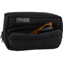 Thrashin Supply Co. Handlebar Bag Plus expanded storage in ballistic nylon with microfiber eyewear pocket mounted to Harley-Davidson handlebars