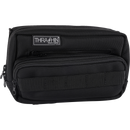 Thrashin Supply Co. Handlebar Bag Plus expanded storage in ballistic nylon with microfiber eyewear pocket mounted to Harley-Davidson handlebars
