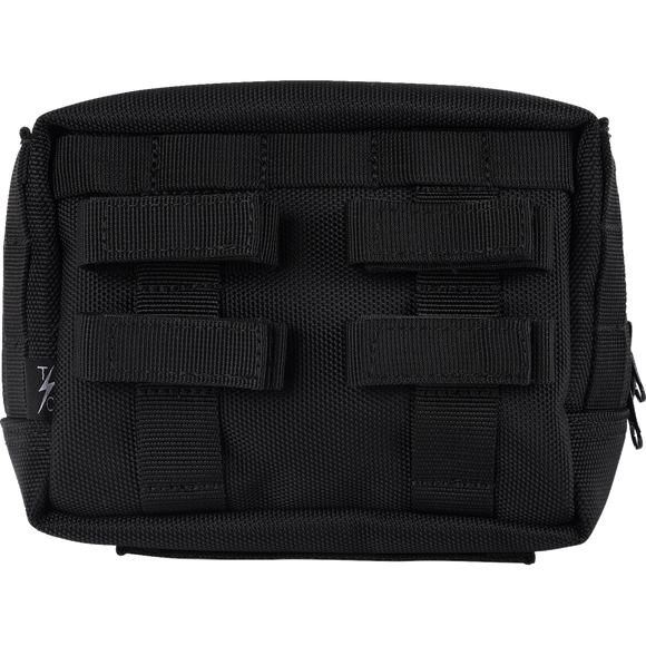 Thrashin Supply Co. ballistic nylon handlebar bag with YKK zippers and quick-attach straps mounted on Harley-Davidson handlebars