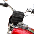 Thrashin Supply Co. Slim Handlebar Bag in black ballistic nylon mounted between fairing and gas tank on Harley-Davidson