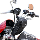 Thrashin Supply Co. Slim Handlebar Bag in black ballistic nylon mounted between fairing and gas tank on Harley-Davidson