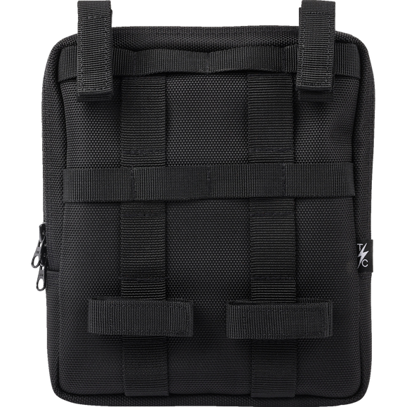 Thrashin Supply Co. Slim Handlebar Bag in black ballistic nylon mounted between fairing and gas tank on Harley-Davidson