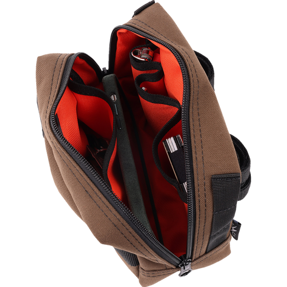 Thrashin Supply Co. ballistic nylon handlebar bag with YKK zippers and quick-attach straps mounted on Harley-Davidson handlebars