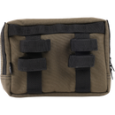 Thrashin Supply Co. ballistic nylon handlebar bag with YKK zippers and quick-attach straps mounted on Harley-Davidson handlebars
