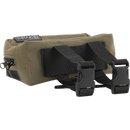 Thrashin Supply Co. ballistic nylon handlebar bag with YKK zippers and quick-attach straps mounted on Harley-Davidson handlebars