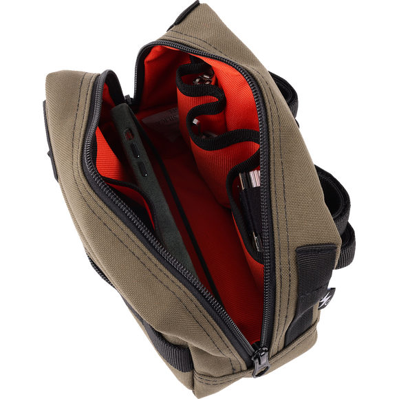 Thrashin Supply Co. ballistic nylon handlebar bag with YKK zippers and quick-attach straps mounted on Harley-Davidson handlebars