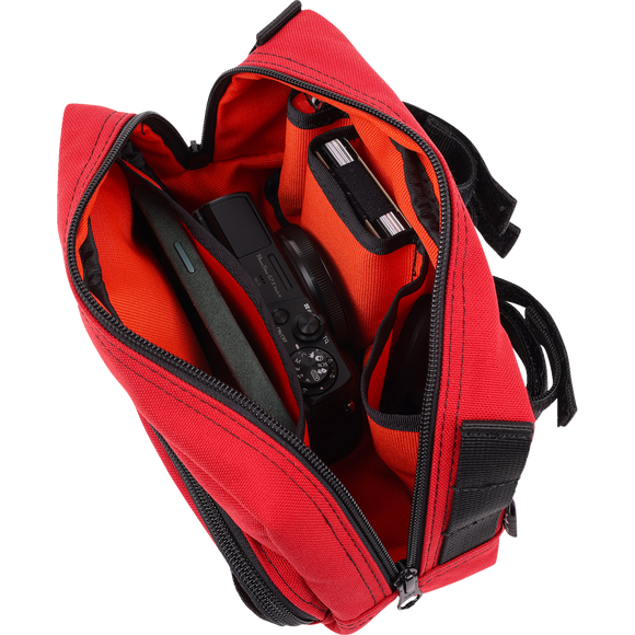 Thrashin Supply Co. ballistic nylon handlebar bag with YKK zippers and quick-attach straps mounted on Harley-Davidson handlebars