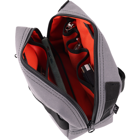 Thrashin Supply Co. ballistic nylon handlebar bag with YKK zippers and quick-attach straps mounted on Harley-Davidson handlebars