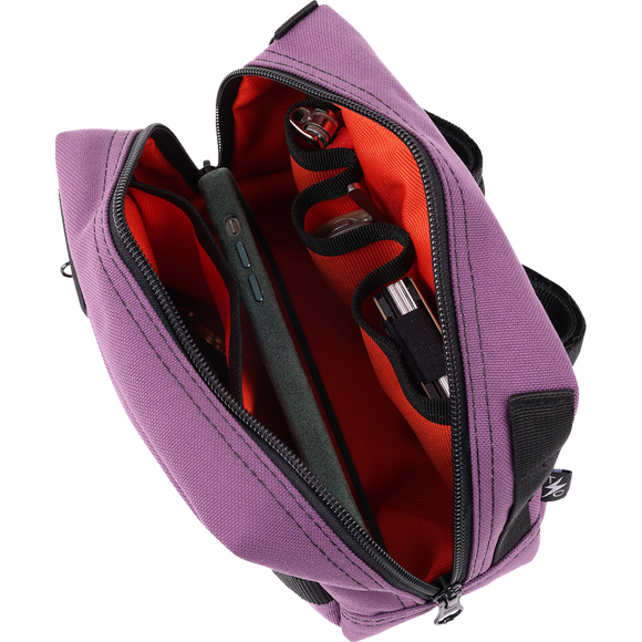 Thrashin Supply Co. ballistic nylon handlebar bag with YKK zippers and quick-attach straps mounted on Harley-Davidson handlebars