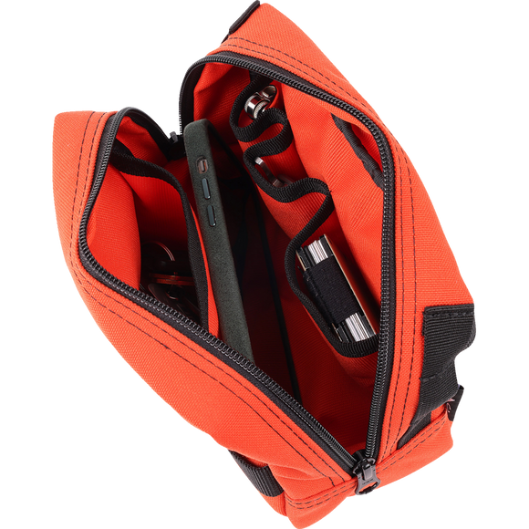 Thrashin Supply Co. ballistic nylon handlebar bag with YKK zippers and quick-attach straps mounted on Harley-Davidson handlebars