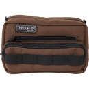 Thrashin Supply Co. Handlebar Bag Plus expanded storage in ballistic nylon with microfiber eyewear pocket mounted to Harley-Davidson handlebars
