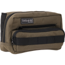 Thrashin Supply Co. Handlebar Bag Plus expanded storage in ballistic nylon with microfiber eyewear pocket mounted to Harley-Davidson handlebars