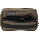 Thrashin Supply Co. Handlebar Bag Plus expanded storage in ballistic nylon with microfiber eyewear pocket mounted to Harley-Davidson handlebars