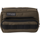 Thrashin Supply Co. Handlebar Bag Plus expanded storage in ballistic nylon with microfiber eyewear pocket mounted to Harley-Davidson handlebars