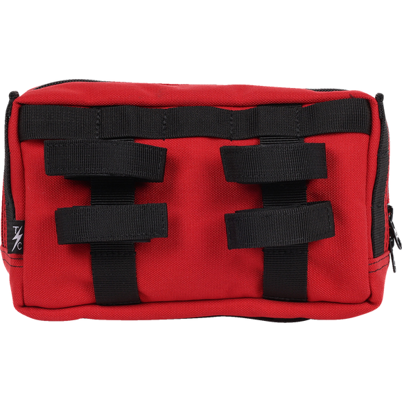 Thrashin Supply Co. Handlebar Bag Plus expanded storage in ballistic nylon with microfiber eyewear pocket mounted to Harley-Davidson handlebars