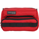 Thrashin Supply Co. Handlebar Bag Plus expanded storage in ballistic nylon with microfiber eyewear pocket mounted to Harley-Davidson handlebars