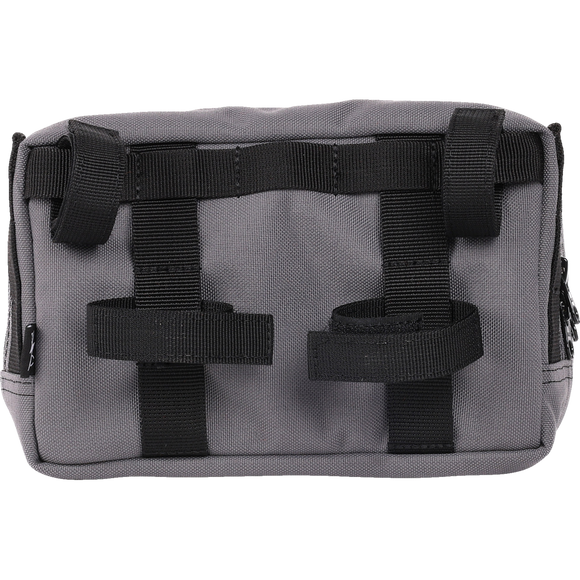Thrashin Supply Co. Handlebar Bag Plus expanded storage in ballistic nylon with microfiber eyewear pocket mounted to Harley-Davidson handlebars